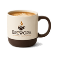 Brewora two-tone ceramic latte mug with coffee