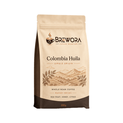 Brewora Colombia Huila Single Origin whole bean coffee bag